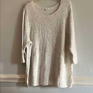 J. Jill Off-White Speckled Crew Neck Sweater